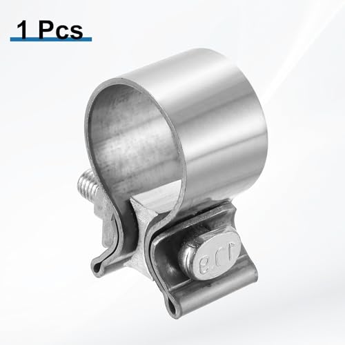 HARFINGTON 410 Stainless Steel Exhaust Clamp 1.57" Butt Joint Narrow Band Muffler Seal Exhaust Narrow Lap Butt Clamps for Pipes Mufflers Converters System Repair, Silver - size: Range 40-48 mm, Band Width 30mm