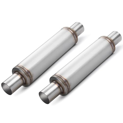 A-KARCK 2.25" Inlet Exhaust Resonator, 2.25" Inlet 2.25" Outlet 20" Overall Length Muffler Universal Resonator Stainless Steel Straight Through Design Exhaust Tip for Cars, 2 Pack - color: 2 PCS, size: 2.25" Inlet 20" Overall Length