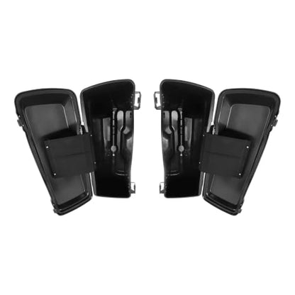 TCMT 5" Stretched Extended Saddlebags Fit For Harley Touring 1994-2013 - color: Matte Black Chrome Latches