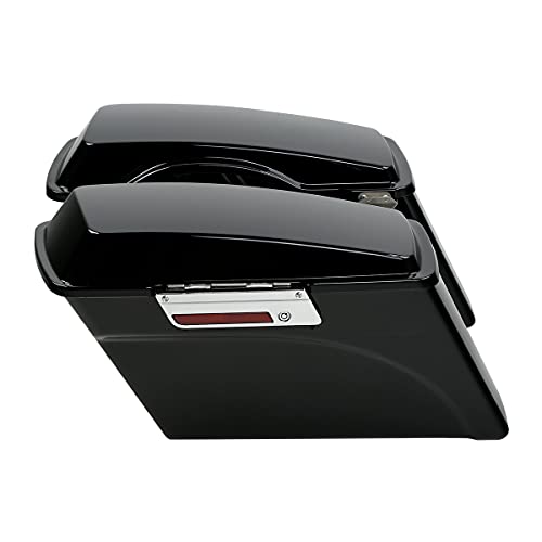 XFMT Motorcycle Saddlebags Hard Saddle Bags For Harley Touring 1993-2013 - color: Vivid Black W/ Chrome Latches, size: Standard