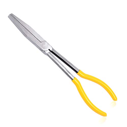 SPEEDWOX 11 Inches Long Reach Bull Nose Pliers Flat Nose Straight Serrated Jaws - style: Flat Nose
