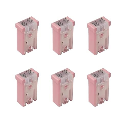 6PCS Mini Slotted Automotive Cartridge Fuse Kit, 30A 32V Micro Low-Profile Fuses Replacement, Universal MCASE Shaped Cartridge Fuses Assortment Kit for Most Vehicle, Sedan, Pickup - color: pink