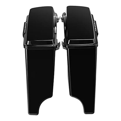 TCMT 5" Motorcycles Vivid Black Extended Hard Saddlebags & Latch Key Fits For Harley 1993-2013 Touring Road Glide Road King Ultra Street Glide Electra Glide - color: Vivid Black Black Latches