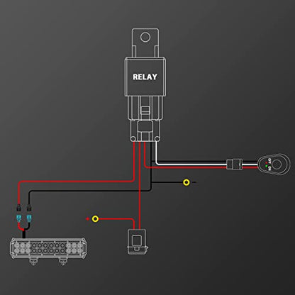 Willpower Wiring Harness Kit 1 Lead 10FT 3 Meter Led Work Light Bar 12V 24V Wiring ON/Off Switch 40A Relay Harness Kit for Off Road ATV Jeep Included