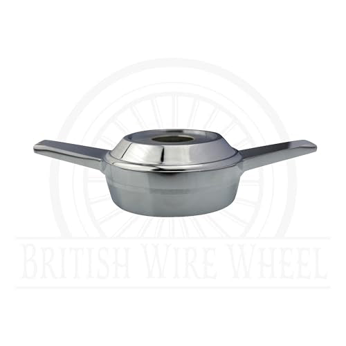 Zenith Style 2 Ear Cut Spinner Cap (Single Left) | Left Side Triple Chrome Plated 2 Bar/Wing Straight Knock Off Spinner Cap with Wheel Chip Recess | for Lowriders with Wire Wheels - color: Chrome, style: Single Left