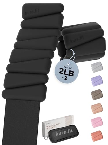 Pilates Wrist & Ankle Weights | Adjustable Weighted Bangles | 1/2/3LB Each - color: Black, size: 2 LB