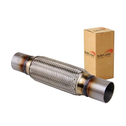 Exhaust Flex Pipe Universal Type 100% Stainless Steel For Heavy Duty and Cars (1 PC, 2X8X12) - size: 2X8X12