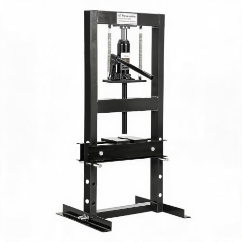 6 T Hydraulic Shop Press,Heavy Duty H-Frame Floor Press with Adjustable Bed, Relief Valve, Work Table,Bearing, Bushing Removal, U-Joint, Metal Bending, Straightening for Garage, Workshop – with Gloves - color: Black & 6T