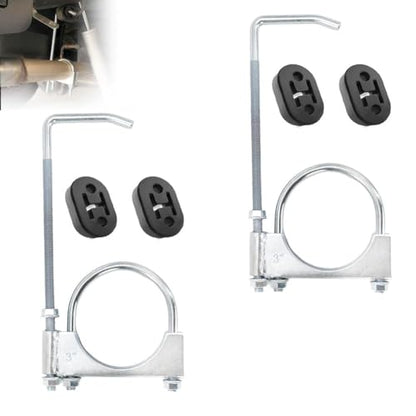 2 Pcs 3" Exhaust Clamp with Hanger Rod and Rubber Exhaust Hangers - size: 3 Inch
