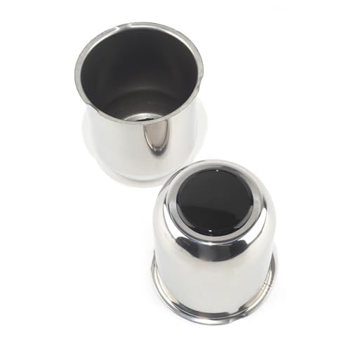 2Pcs 3.74" Stainless Trailer Wheel Center Caps, 4.33" H Chrome - color: Chrome+Gloss Black Top Cover, size: 3.74" Hub 4.33"H