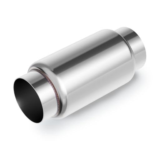 3" Inlet Exhaust Resonator, 3" Inlet/Outlet 9" Overall Length Exhaust Resonator Muffler, Straight Through Stainless Steel Muffler - size: 3" Inlet 9" Overall Length