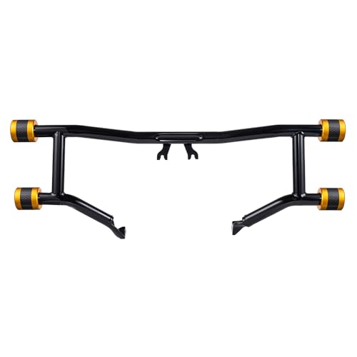 Advanblack Protek Two Step Highway Peg Crash Bar with CNC Slider Fit for 2014-2025 Harley Touring Road Glide Street Glide Electra Glide – Engine Guard Performance Upgrade (Gold CNC w/Carbon Inlay) - color: Gold CNC w/ Carbon Inlay