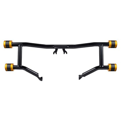 Advanblack Protek Two Step Highway Peg Crash Bar with CNC Slider Fit for 2014-2025 Harley Touring Road Glide Street Glide Electra Glide – Engine Guard Performance Upgrade (Gold CNC w/Carbon Inlay) - color: Gold CNC w/ Carbon Inlay