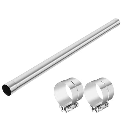 LCGP 5 Inch Straight Exhaust Pipe, 5" Stainless Steel Straight Muffler Replacement Pipe, 40" Length Mandrel Exhaust Tube with Two Lap Joint Band Clamps(New Version) - size: 5 Inch