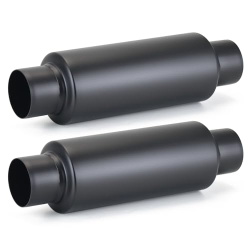 A-KARCK 2 Pack 2.5" Inlet Exhaust Resonator, 2.5" Inlet 2.5" Outlet 13.8" Overall Length Muffler Resonator Stainless Steel,Polished (Black) - color: Black, size: 2.5" Inlet 13.8" Overall Length - 2Pack