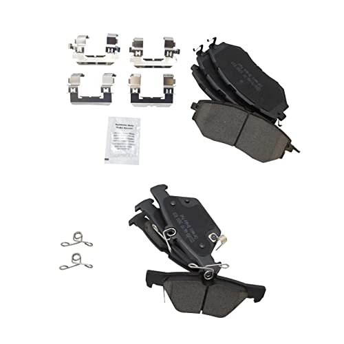 TRQ Front and Rear Brake Pads Ceramic Hardware - color: Ceramic, size: BFA11161