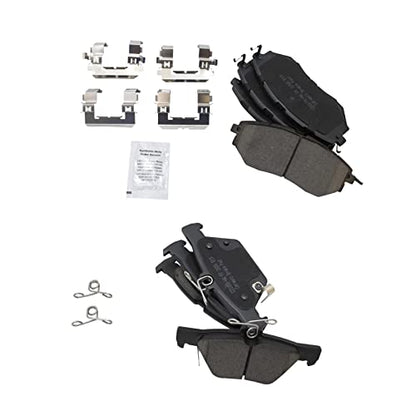TRQ Front and Rear Brake Pads Ceramic Hardware - color: Ceramic, size: BFA11161