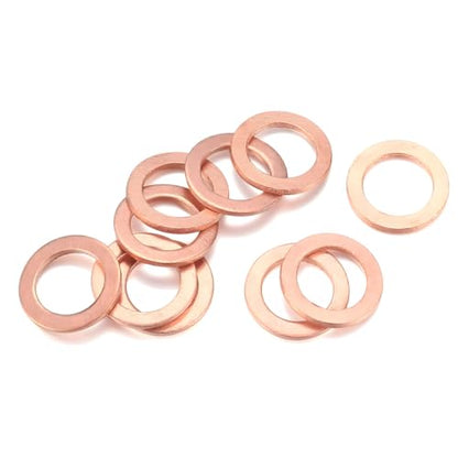 10 PCS Oil Drain Plug Gasket, 14mm Copper Crush Washer Coolant Seal Ring Replacement, Automotive Sealing Gaskets Compatible with OEM PN Part 007603-014106, Car Accessories - color: 10PCS
