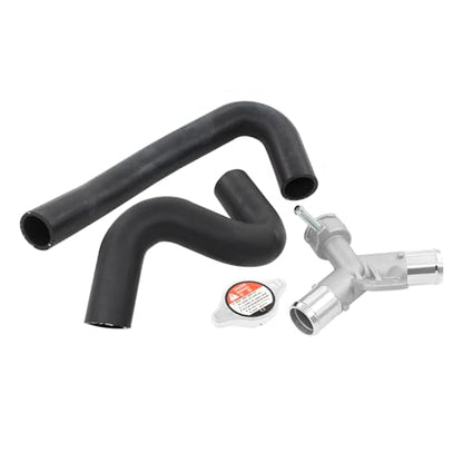 Aluminum Engine Radiator Filler Neck w/Cap & Upper Coolant Water Hose Set