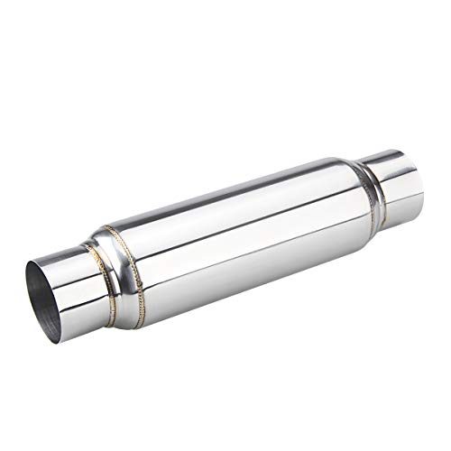 LCGP 3" Universal Resonator, Straight Through Performance Muffler, 16" Overall Length - color: Silver, size: 3" Inlet 16" Overall Length