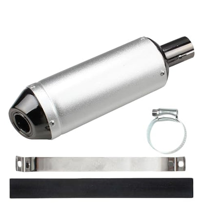 1.1" Motorcycle Slip On Muffler,28mm Universal Muffler Exhaust Slip on Exhaust Pipe Clamp Pipe For Dirt Bike Street Bike Scooter ATV Racing - color: Silver