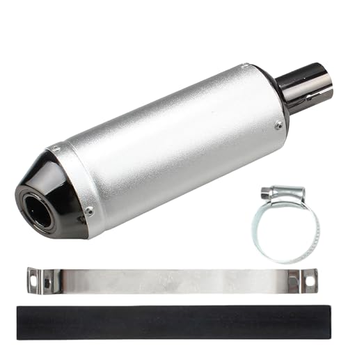 1.1" Motorcycle Slip On Muffler,28mm Universal Muffler Exhaust Slip on Exhaust Pipe Clamp Pipe For Dirt Bike Street Bike Scooter ATV Racing - color: Silver