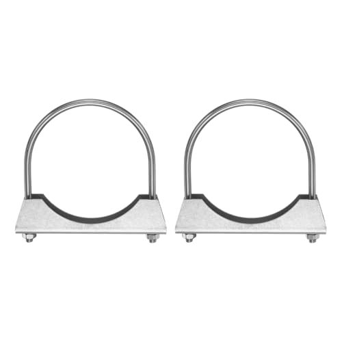 HARFINGTON 2pcs U Bolt Muffler Exhaust Clamp 114mm/4.49" 304 Stainless Steel U-Bolt Clamps Muffler Tip Hook Saddle Exhaust Clip for Tip Pipes Connection - size: 114mm