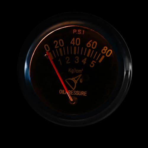 2" 52mm Universal 12V DC Mechanical Pointer Auto Car Oil Pressure Gauge 0-80 PSI Black Face Oil Press Meter