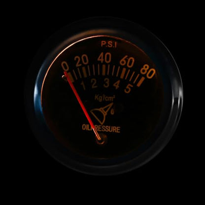 2" 52mm Universal 12V DC Mechanical Pointer Auto Car Oil Pressure Gauge 0-80 PSI Black Face Oil Press Meter