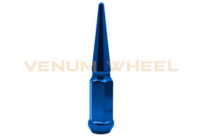 Venum wheel accessories 32pc Blue Spike Lug Nuts M14x1.5 4.5" Tall Solid Steel Special Design Locking Socket Key | Fits 2012-2017 Chevy 2500 3500 Aftermarket Wheels