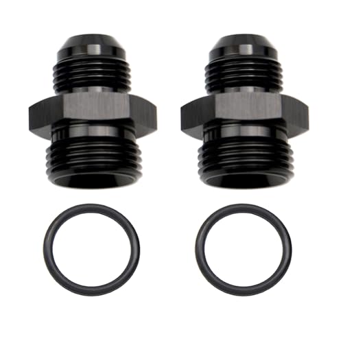 High Flow Radius Straight Aluminum 10AN Male Flare to 12AN ORB o ring Boss Port Fuel Pump Rail Adapter Fitting, Pack of 2, Black - color: 2 PCS, size: 10AN to 12AN ORB