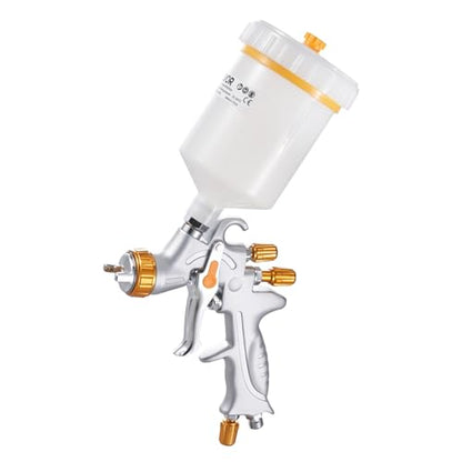 VEVOR HVLP Air Spray Gun, Gravity Feed Paint Sprayer Gun with 3 Nozzles (1.3/1.4/1.7mm), 600ml Capacity Auto Paint Sprayer with Air Regulator for Automotive Primers, Clear Coats & Topcoats - size: HVLP -1.3/1.4/1.7mm