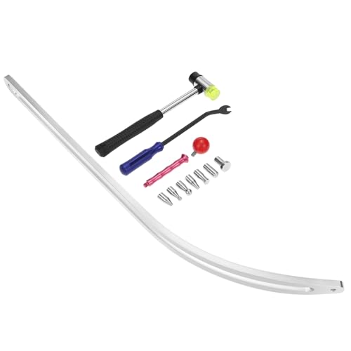 QWORK Car Dent Removal Tool Kit, Stainless Steel Auto Fender Repair Puller, Crowbar Tools Hook Rods, Lifter Big Curved Rod, with Curved Rods, Rubber Mallet, and Hooks