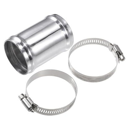 X AUTOHAUX OD 2" 51mm Length 3" 76mm Aluminum Alloy Tube Intercooler Pipe Straight Air Intake Tube with 2 Clamps Silver Tone for Car - size: OD 2"(51mm)
