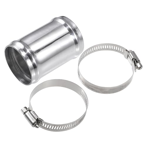 X AUTOHAUX OD 2" 51mm Length 3" 76mm Aluminum Alloy Tube Intercooler Pipe Straight Air Intake Tube with 2 Clamps Silver Tone for Car - size: OD 2"(51mm)