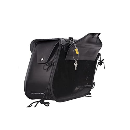 GARGOYLE BELLS Motorcycle Saddle Bags Studded PVC Motorcycle Luggage Bag with Gun Holsters For Softails Sportsters and Choppers Waterproof Tool Bags - size: 14" x 12" x 10.5", style: Style 1-with Studs and Braids