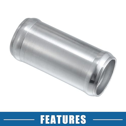 Car Adapter Joiner Pipe Universal 35mm 1.38" OD 76mm 2.99" Length Connector Tubing Adapter Aluminum Alloy Silver Tone
