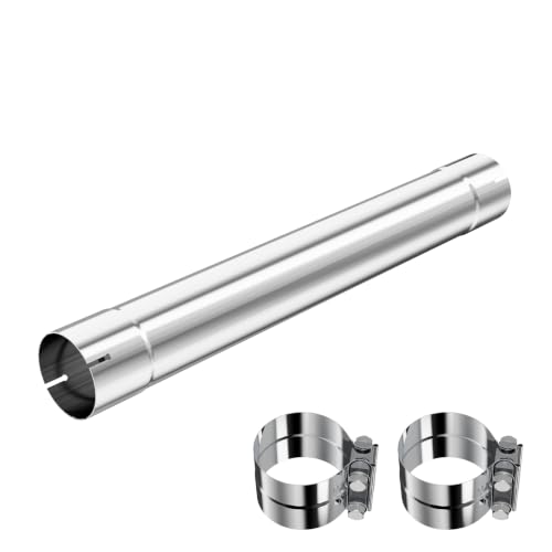 A-KARCK 4'' Muffler Replacement Pipe, Straight Exhaust Pipe 4'' Stainless Steel 30" Long Mandrel Exhaust Tube with 2 Lap Joint Band Clamps - size: 4 Inch (With Two Clamps)
