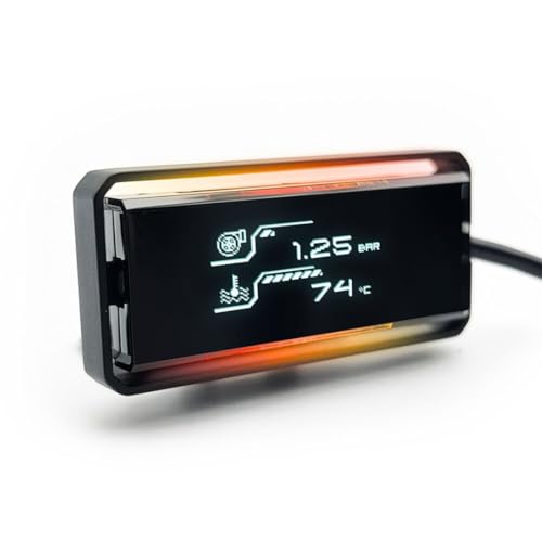 Shadow OBD2 Display D-Meter 2 Plus - Minimalist & Futuristic Multi-Functional Gauge with RGB Accent Light, Sleek Black Frame, DTC Scan & Clear, High-Tech Design for 12V/48V Cars