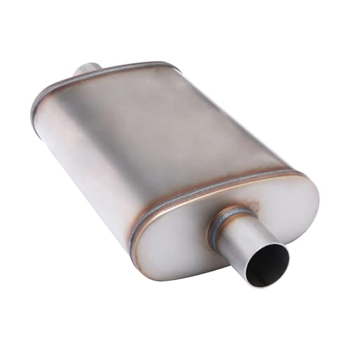 Universal 409 Stainless Muffler Straight-Through Performance Muffler Exhaust, center in | center out (2") - size: 2"