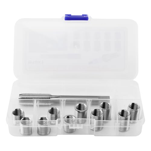 M10x1.0 Spark Plug Thread Repair Kit, 11‑Piece Tap & Inserts Set - color: silver