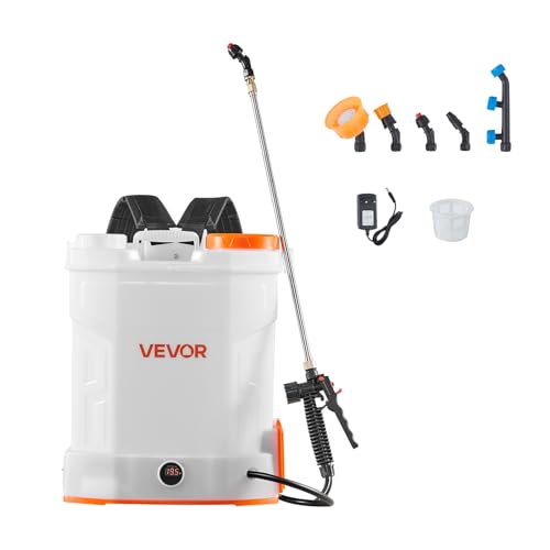 VEVOR Battery Powered Backpack Sprayer 3.2 Gal, Powerful Electric Sprayer, Weed Sprayer for Garden and Lawn, Adjustable 0-90 PSI, 2 Retractable Wands & 5 Nozzles, Yard Sprayer - size: 3.2 Gal