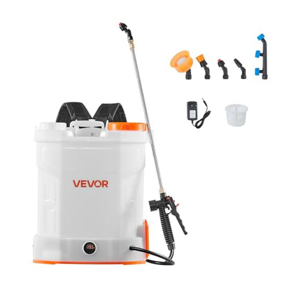 VEVOR Battery Powered Backpack Sprayer 3.2 Gal, Powerful Electric Sprayer, Weed Sprayer for Garden and Lawn, Adjustable 0-90 PSI, 2 Retractable Wands & 5 Nozzles, Yard Sprayer - size: 3.2 Gal