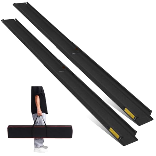 Wheelchair ramp 7FT, Lightweight, Retractable and Portable, can be Used for Wheelchair ramps, Comes with a Handbag-Black - size: 7FT