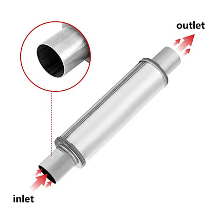 2.25" Inlet/Outlet Exhaust Muffler,2.25 Universal Muffler Stainless Steel Straight Through Design performance muffler 2.25,20'' Overall Deep Sound for Cars (2.25'' Inlet 2.25'' Outlet) - size: 2.25in inlet