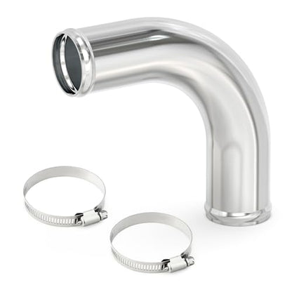 GASHER 1PCS 90 Degree Elbow Aluminum Alloy Tube Intercooler Pipe Air Intake Tube 3.5"OD, Leg Length 4" (100mm) with Bead Roll, - color: 90 degree（With Clamps）, size: 3.5"OD (1 PC)