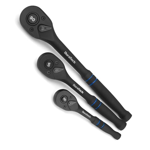 DURATECH 3-Piece Drive Ratchet, 90-Tooth Quick-release Ratchet Wrench - size: Combo Kit (Black)