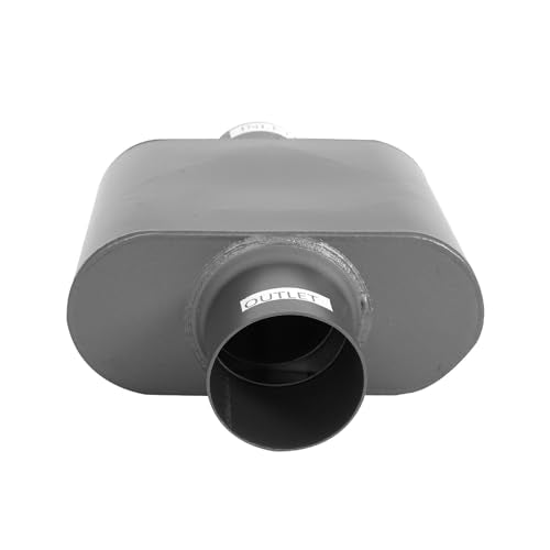 2.5" Muffler with Aggressive Deep Sound, 2.5 Inch ID Center In/Out Single Chamber Performance Muffler Universal Exhaust Muffler for Cars, Trucks - size: 2.5" Center In / 2.5" Center Out / Gray