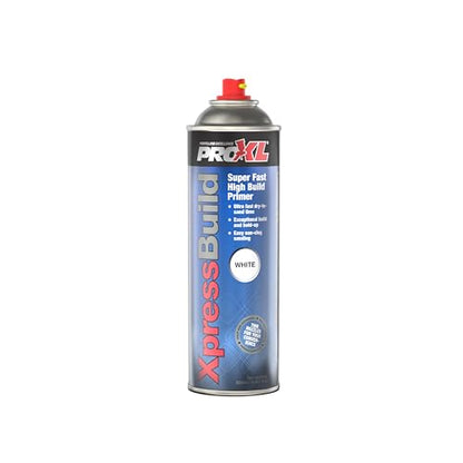 ProXL XpressBuild Super High Build White Primer Aerosol - 500 ml | Ultra Fast-Drying White Primer Filler | Fills Scratches & Sanding Marks | Excellent Adhesion on Metal & Plastic | Sandable in 20 Minutes | Vari-Nozzle Included