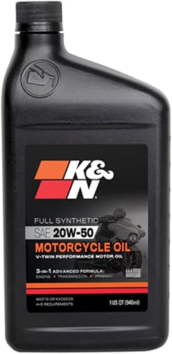 K&N Full Syntheteic Motorcylce/ATV Oil 20W-50 Synthetic Oil, 1 qt, 108063